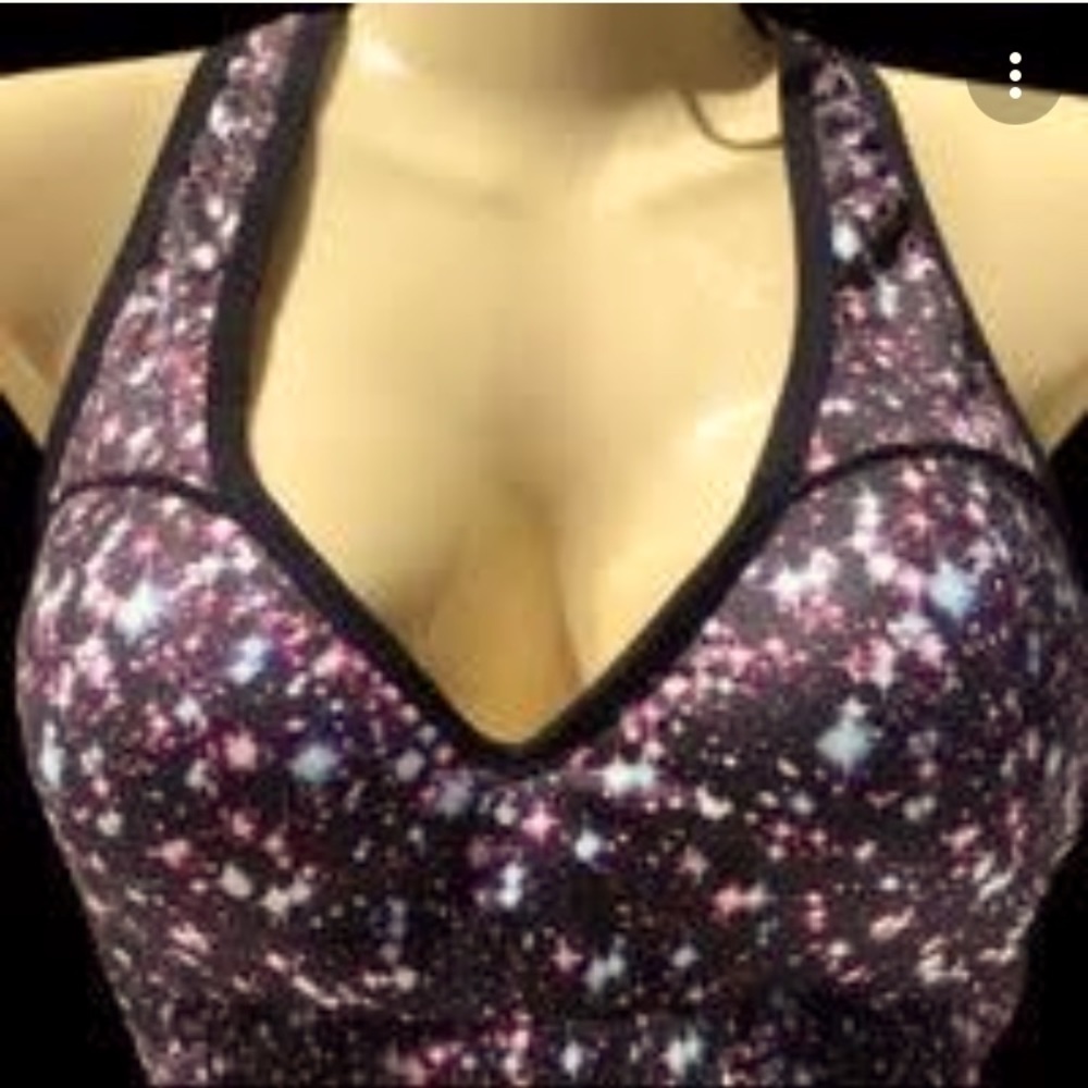 Pink Victoria’s Secret Galaxy Print Racerback Sports Bra S